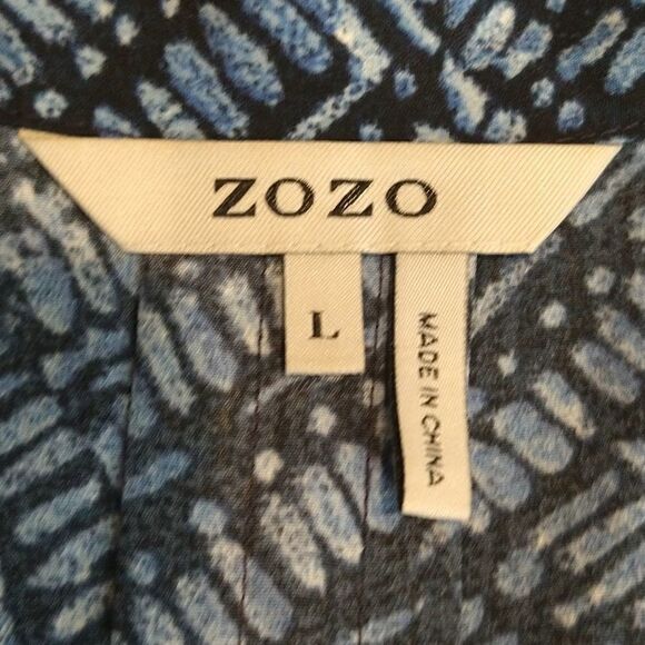 ZOZO boho Blue tribal Print  Sleeveless Midi tunic dress Sz L - Picture 10 of 11